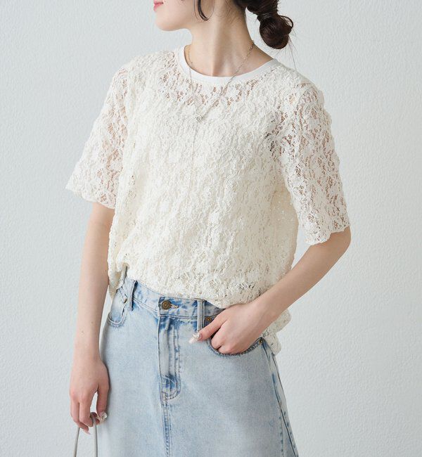  「ストレッチレースTシャツ」|Tシャツ・カットソー|