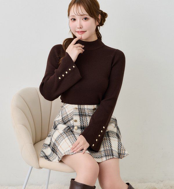 one after another NICE CLAUP「【SMサイズ展開】ダブルボタンミニスカート/バックレースアップ」|スカート|
