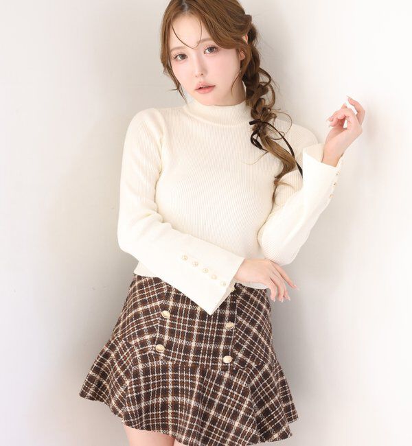 one after another NICE CLAUP「【SMサイズ展開】ダブルボタンミニスカート/バックレースアップ」|スカート|
