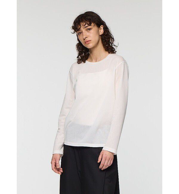 mizuiro ind「mizuiro ind トリコットロングスリーブクルーネックTシャツ」|Tシャツ・カットソー|オフホワイト