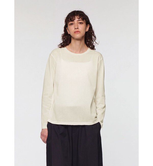 mizuiro ind「mizuiro ind トリコットロングスリーブクルーネックTシャツ」|Tシャツ・カットソー|アイボリー