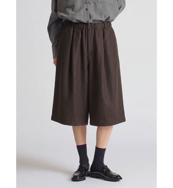 mizuiro ind「mizuiro ind ウールワイドハーフパンツ」|その他|ブラウン