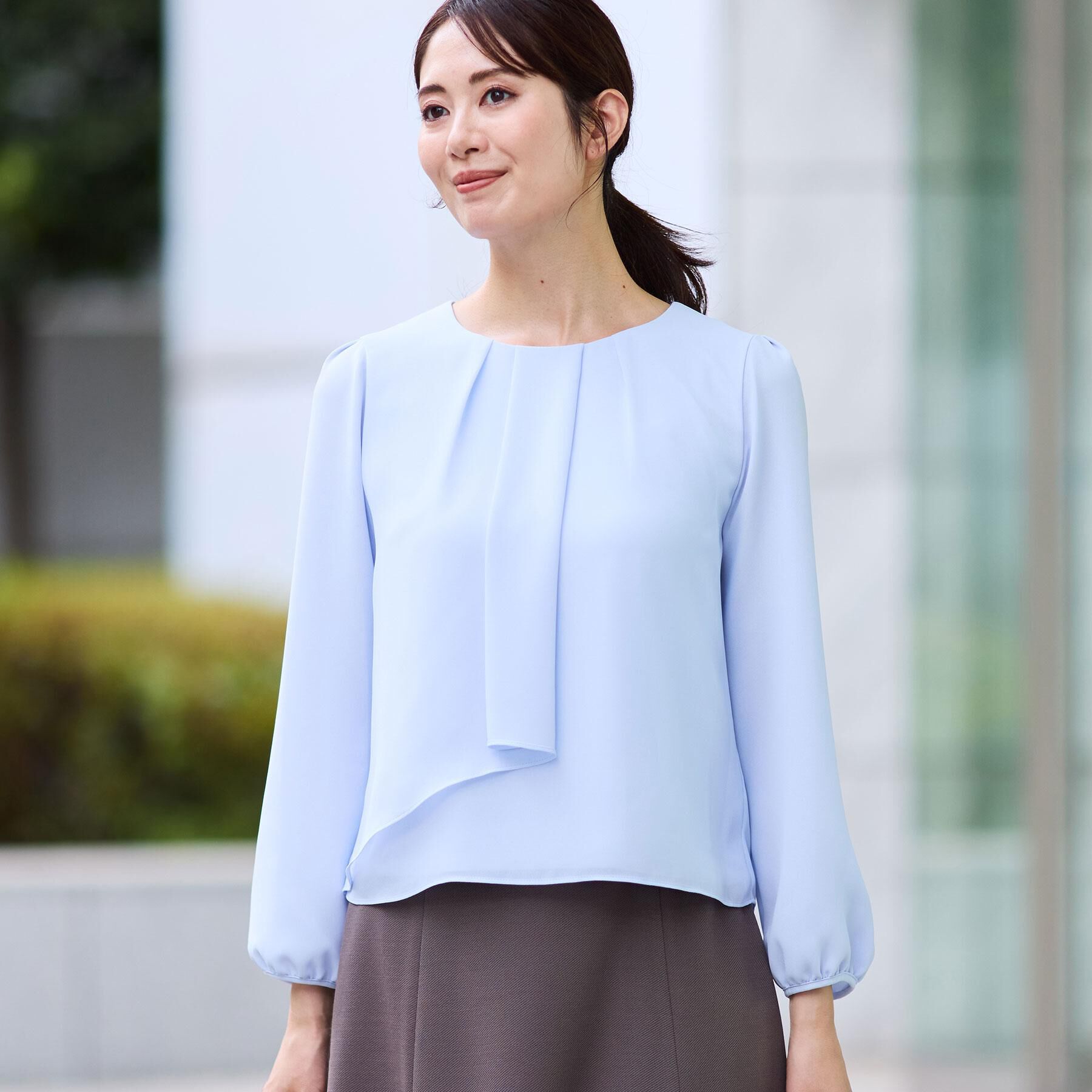 Reflect「【SS-4Lサイズ／通勤／セレモニー】クルーネック シフォンブラウス」|シャツ・ブラウス|