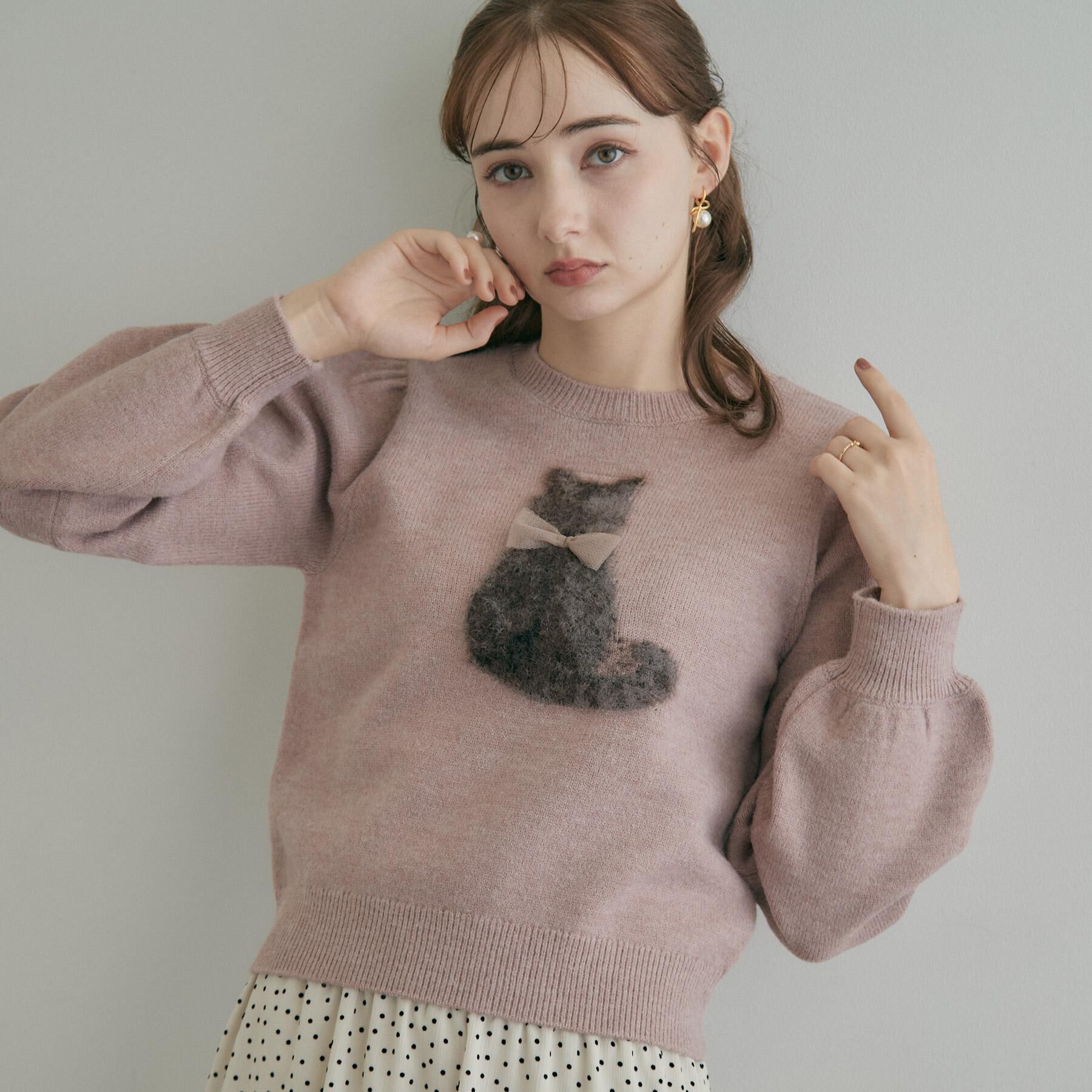 Couture broach「【ふわふわ猫ちゃんが可愛い】ジャカードニット」|ニット・セーター|