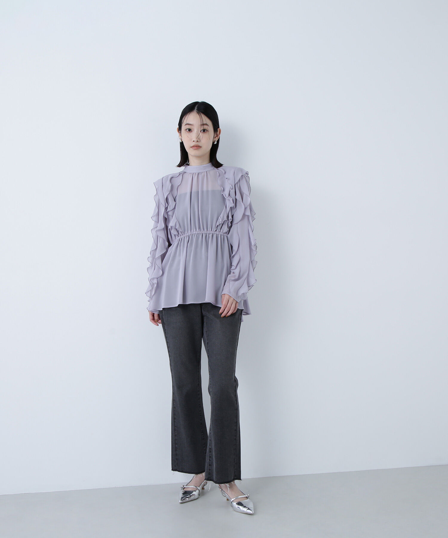  「ラッフルスリーブチュニックブラウス」|シャツ・ブラウス|
