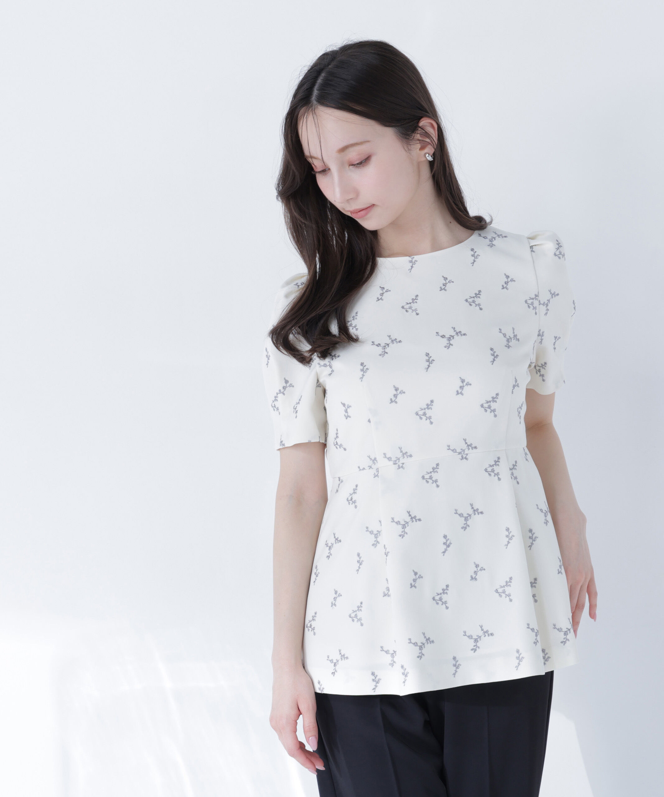 「ラメ刺繍ペプラムブラウス」|シャツ・ブラウス|