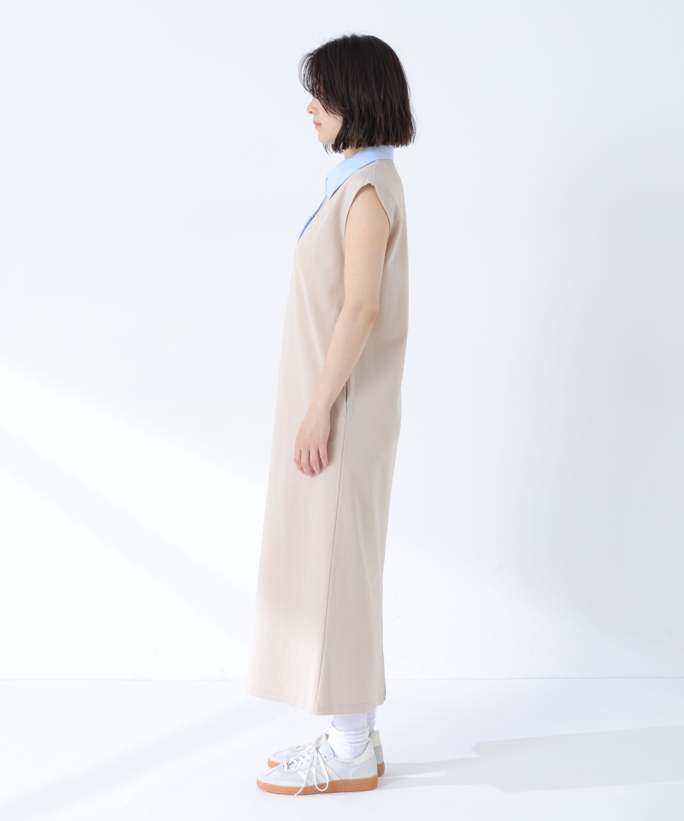  「シャツカラーカットソーワンピース」|ワンピース|