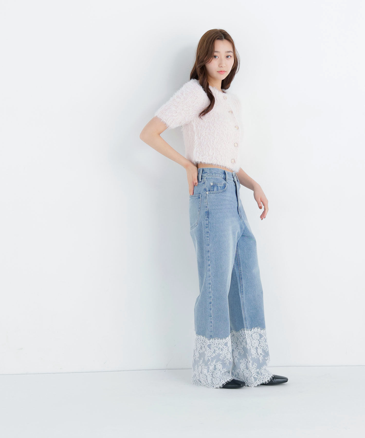  「ヘムレースワイドデニムパンツ」|その他|