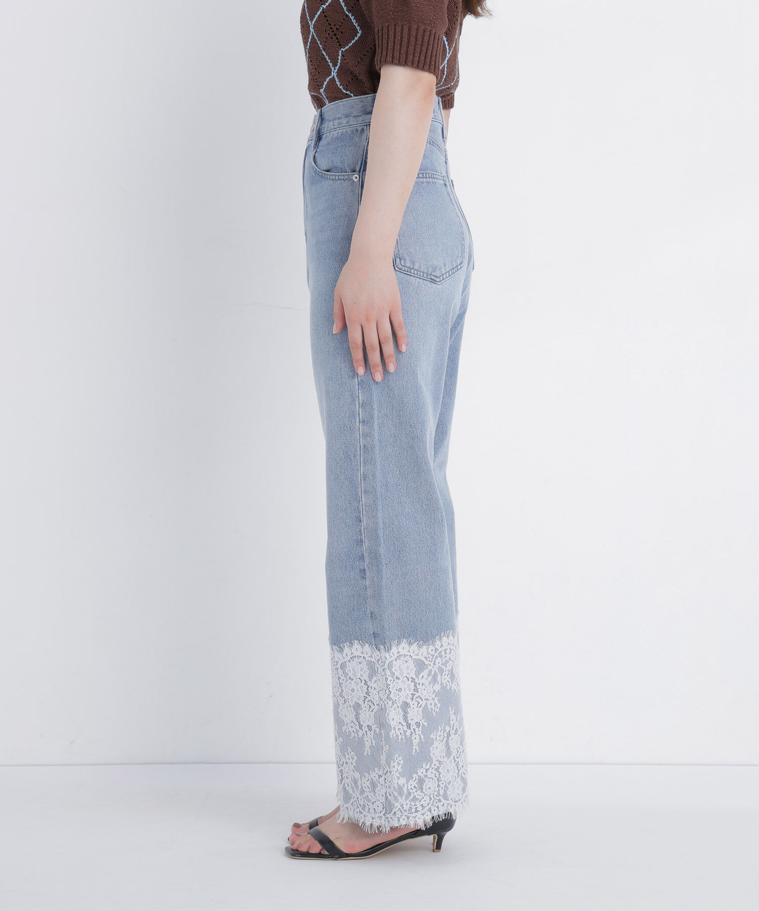  「ヘムレースワイドデニムパンツ」|その他|