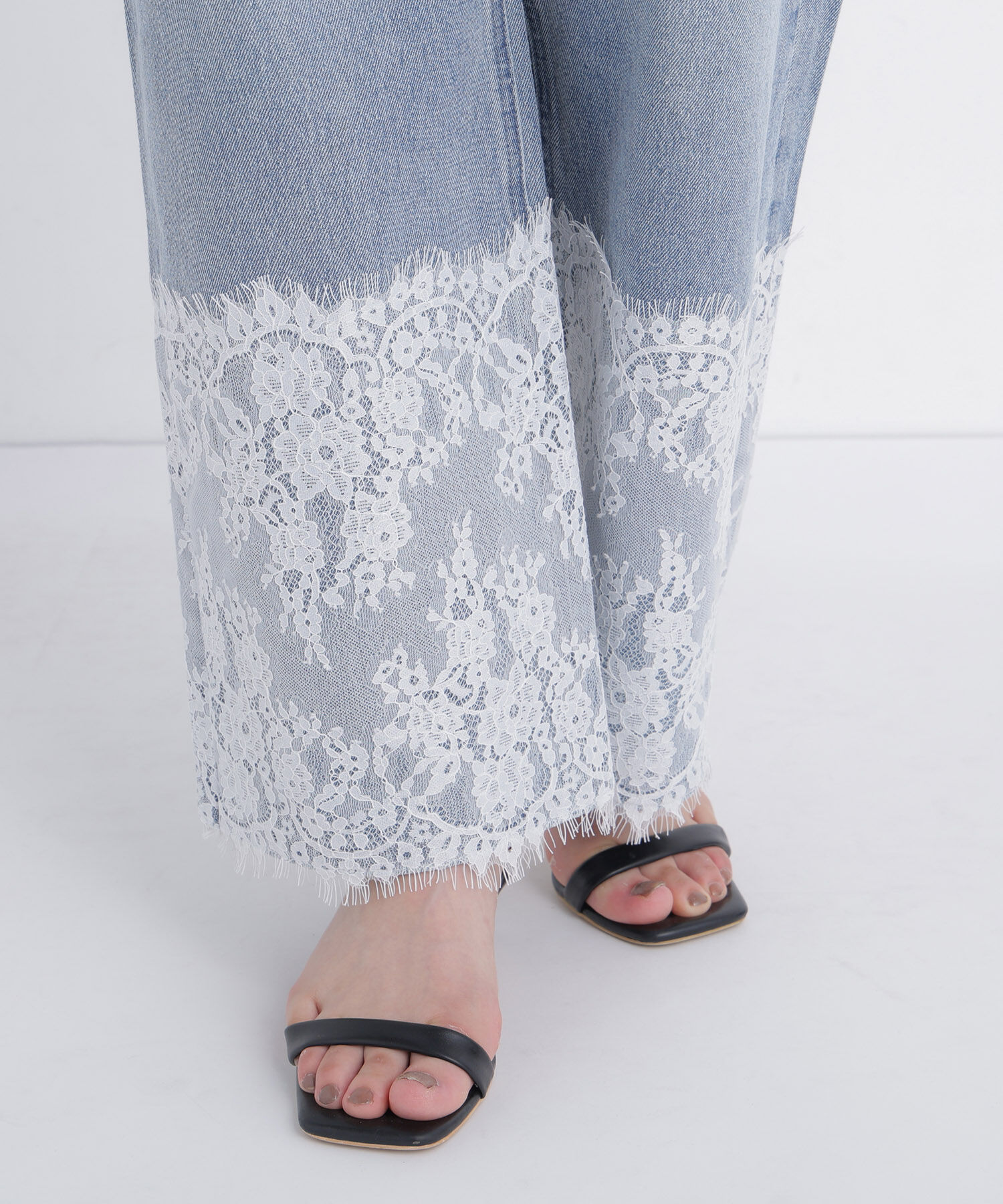  「ヘムレースワイドデニムパンツ」|その他|