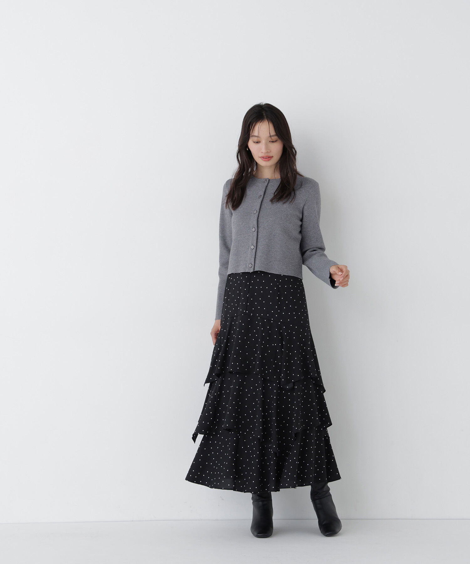  「フラワーボタンニットジャケット　26AW」|ニット・セーター|