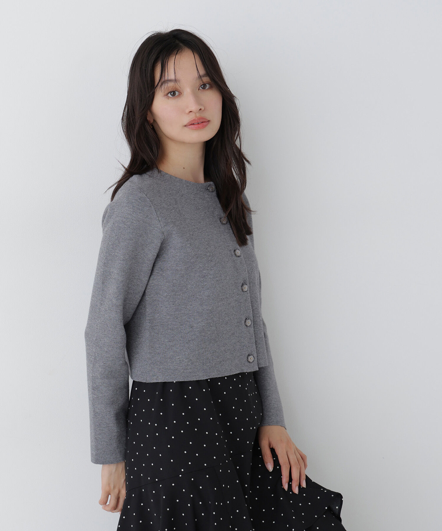  「フラワーボタンニットジャケット　26AW」|ニット・セーター|