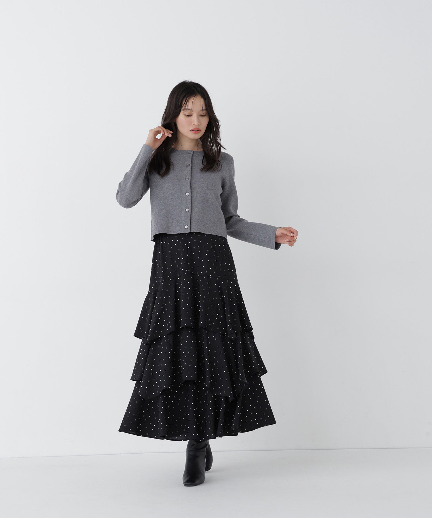 「フラワーボタンニットジャケット　26AW」|ニット・セーター|