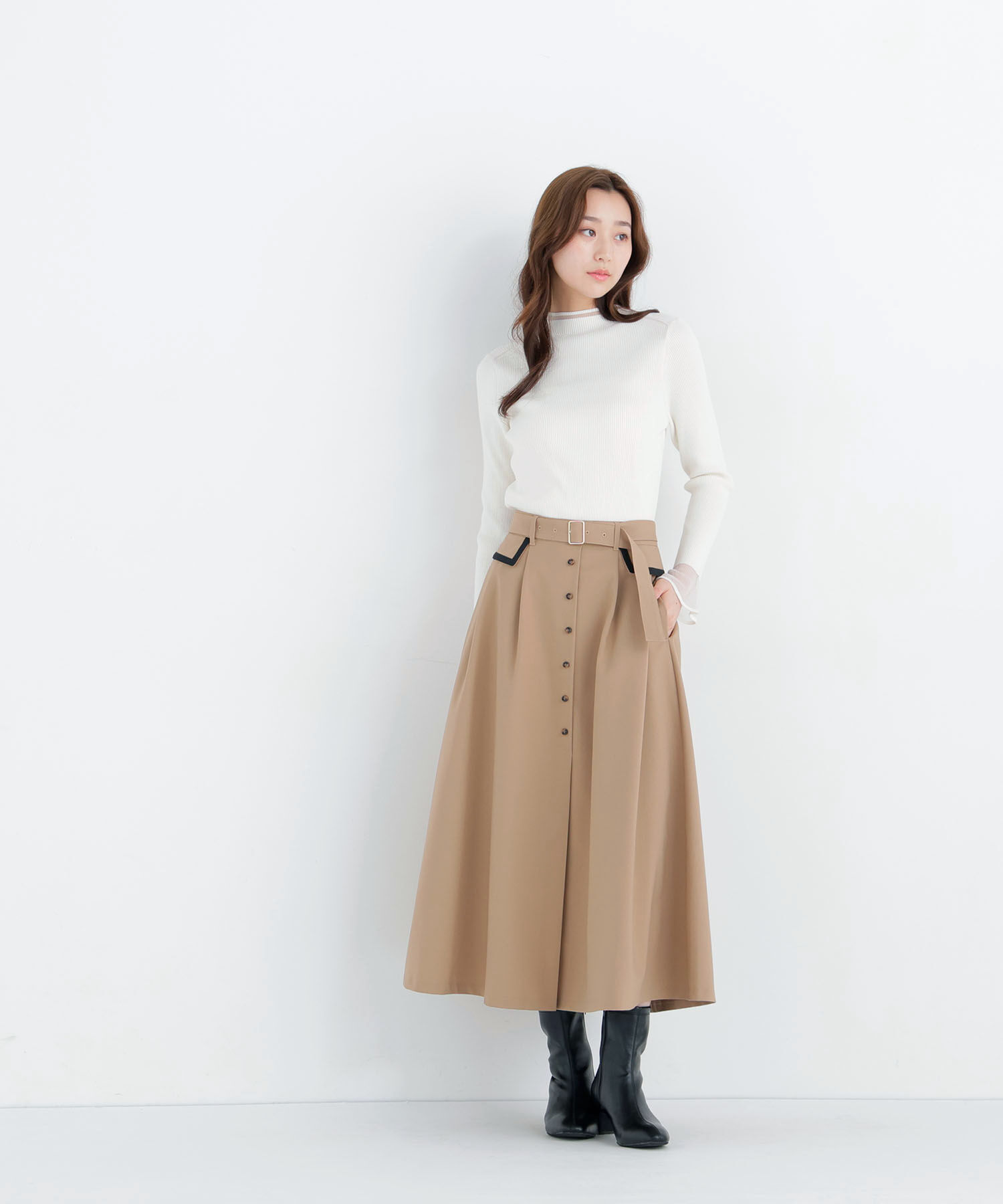  「シアーフレアカフスリブニット 26AW」|ニット・セーター|