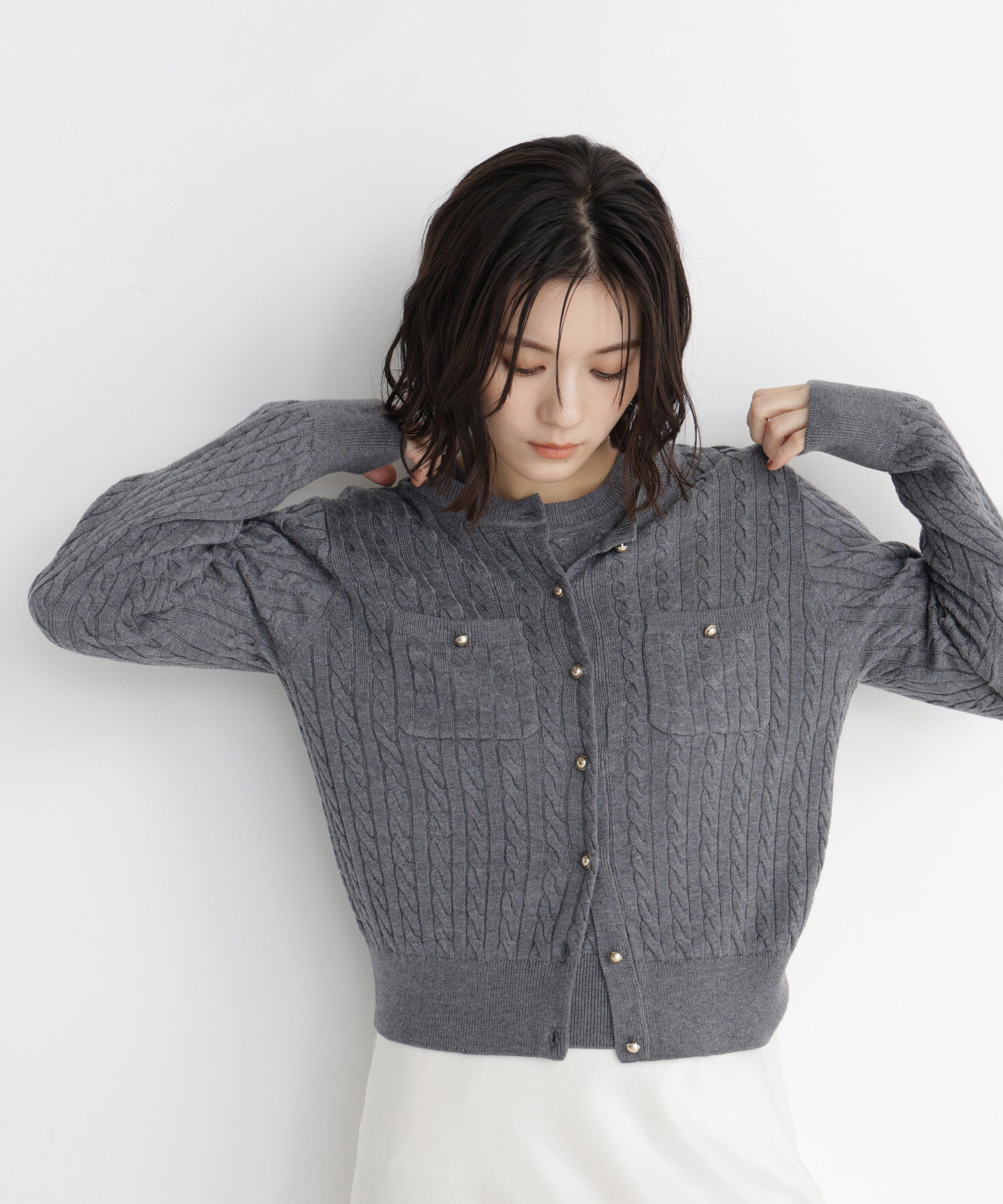  「＜一部店舗・mix.tokyo 限定カラー：レッド＞ミニケーブルアンサンブル 26AW」|ニット・セーター|