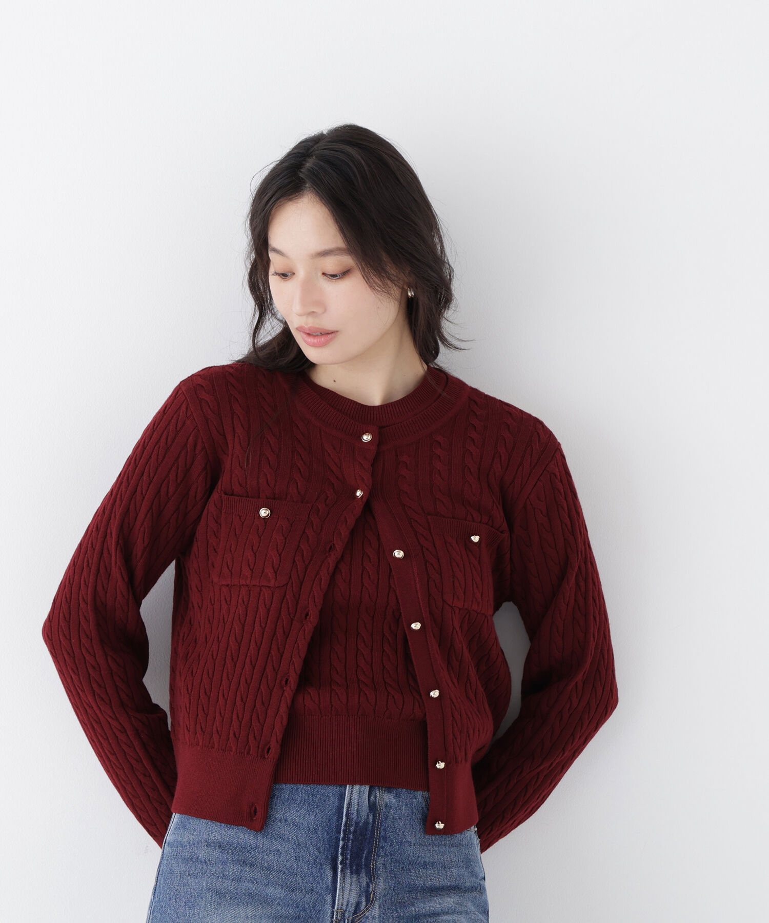  「＜一部店舗・mix.tokyo 限定カラー：レッド＞ミニケーブルアンサンブル 26AW」|ニット・セーター|