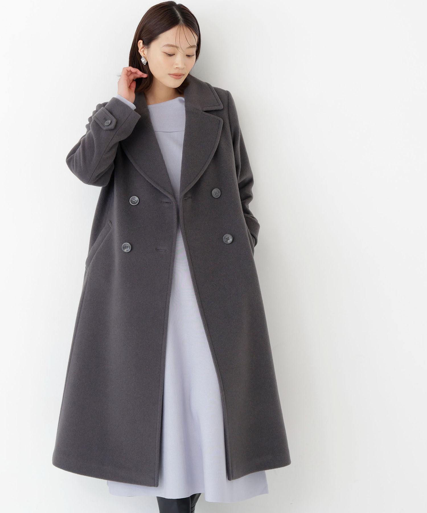  「ビッグカラーダブルチェスターコート 26AW」|その他|チャコール1