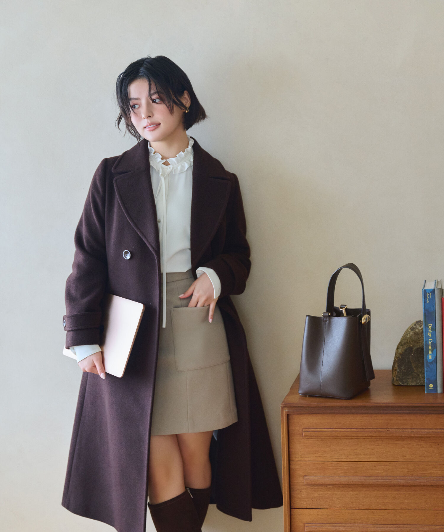  「ビッグカラーダブルチェスターコート 26AW」|その他|ダークブラウ 1