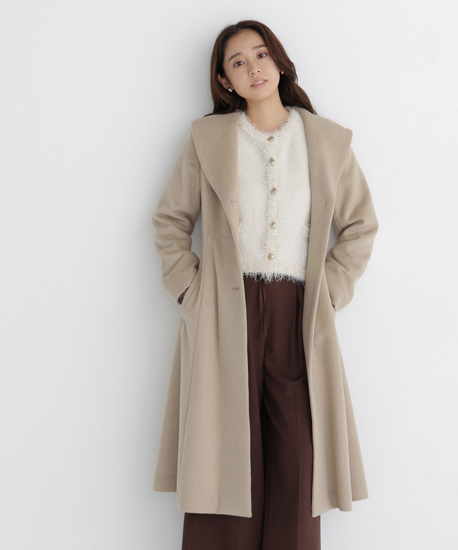  「ショールカラーベルテッドコート　26AW」|その他|ベージュ