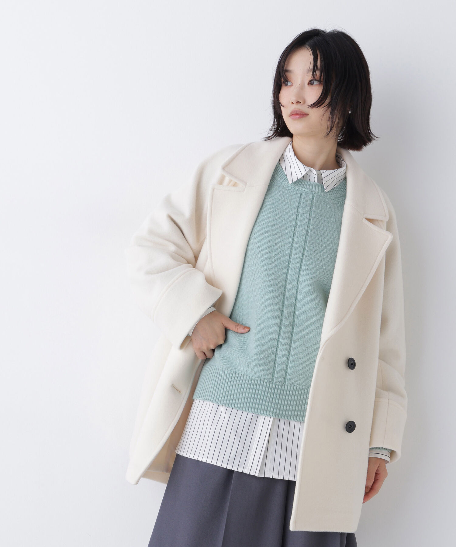  「ダブルブレストミドルコート 26AW」|ブルゾン・スタジャン|