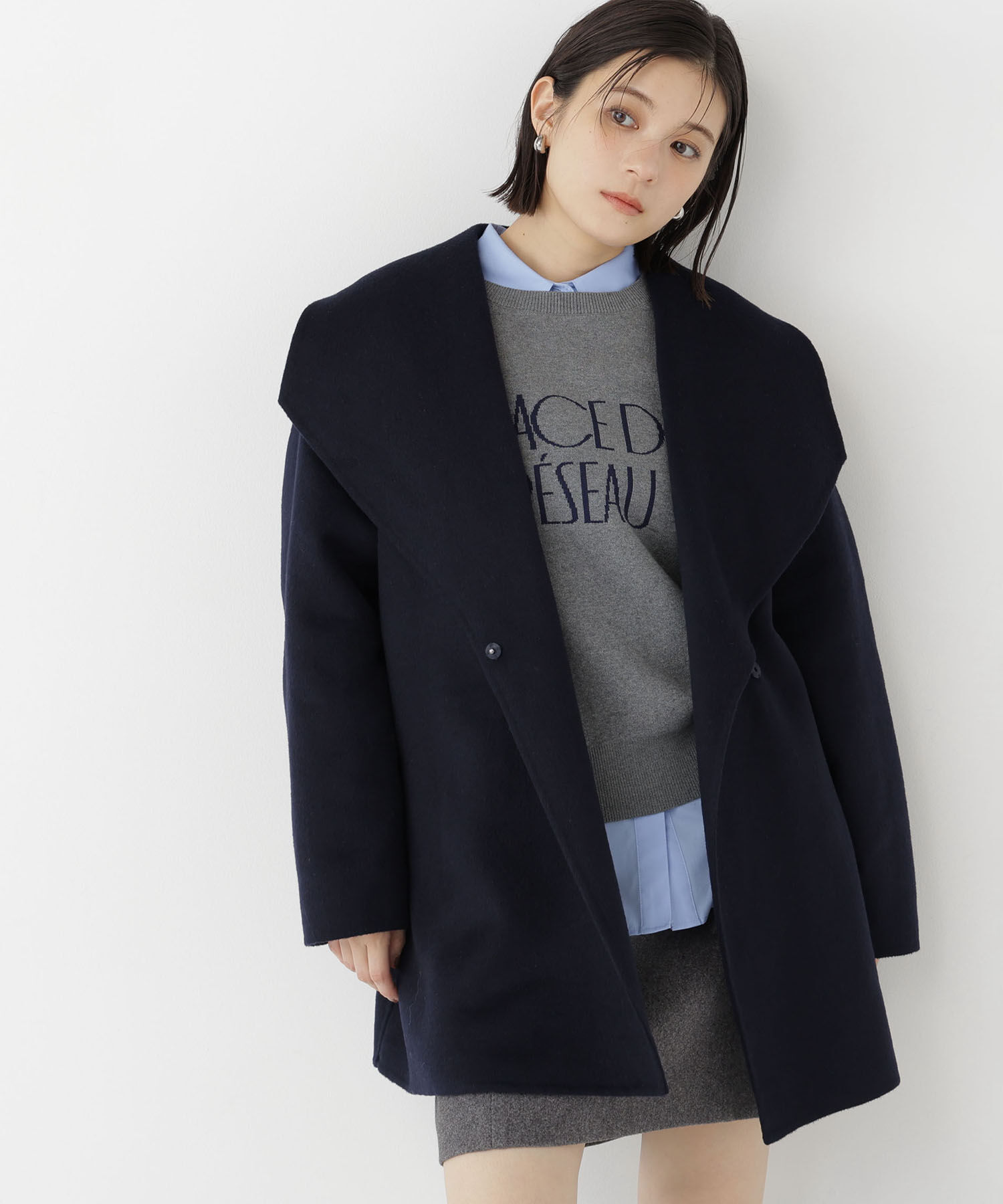  「リバーベルテッドハーフコート 26AW」|ブルゾン・スタジャン|ネイビー