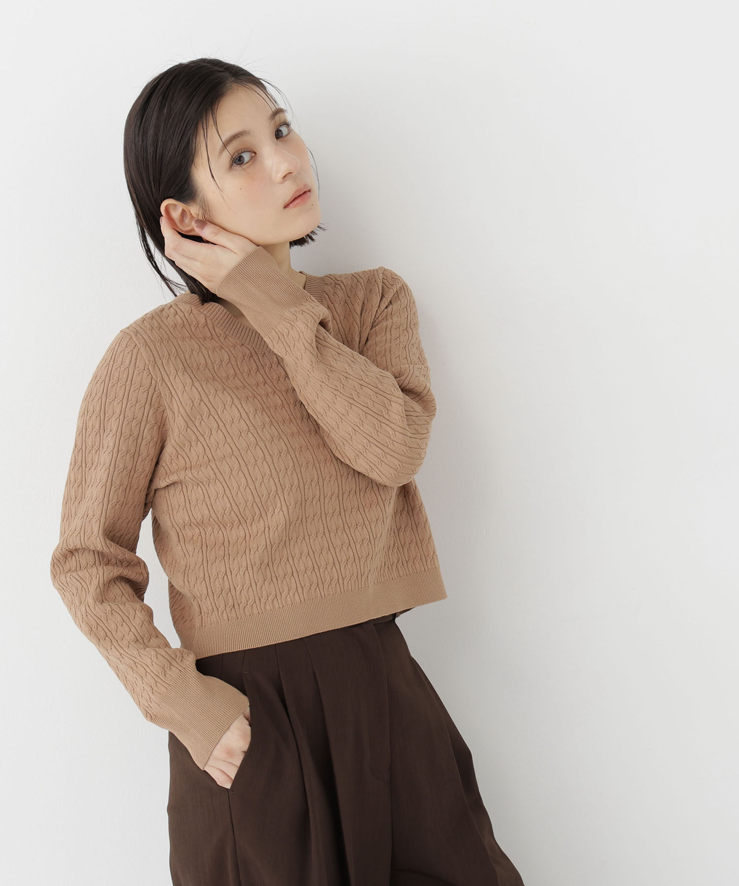  「ケーブルショートニット」|ニット・セーター|