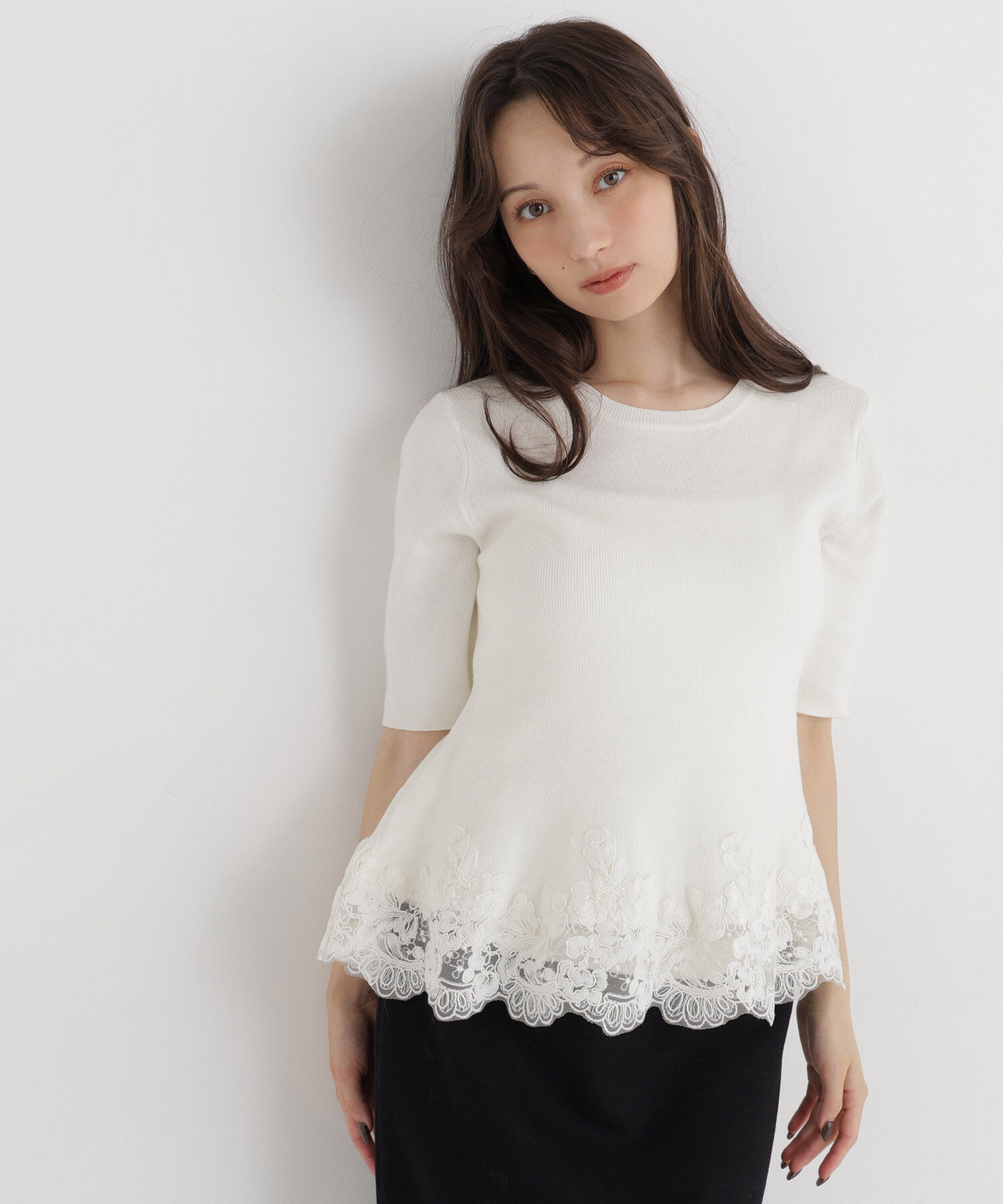  「＜Oggi.jp掲載＞裾レースアンサンブル」|ニット・セーター|