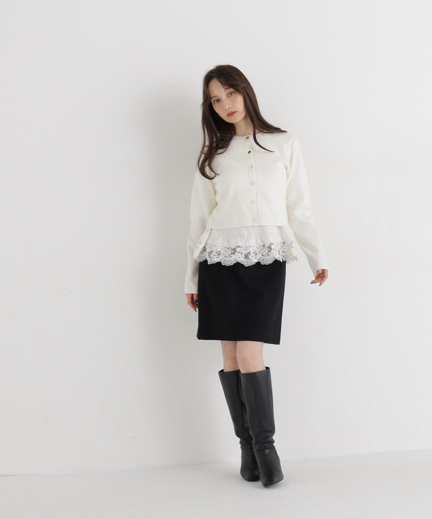  「＜Oggi.jp掲載＞裾レースアンサンブル」|ニット・セーター|