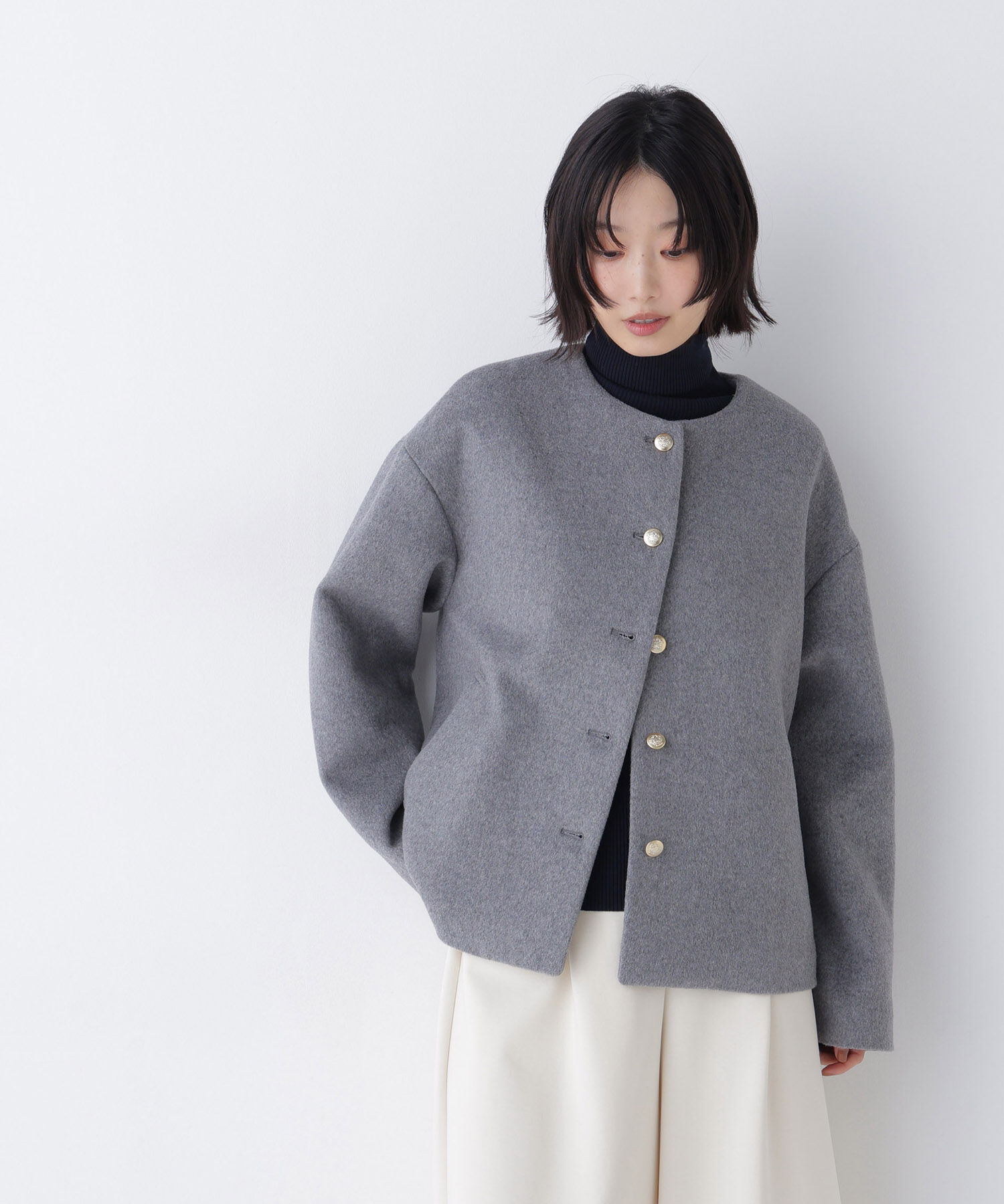  「<WEB限定ｶﾗｰ:ﾓｶ><ちょうど､いい服>&ldquo;いつものが見違えるﾊｰﾌｺｰ 」|ブルゾン・スタジャン|