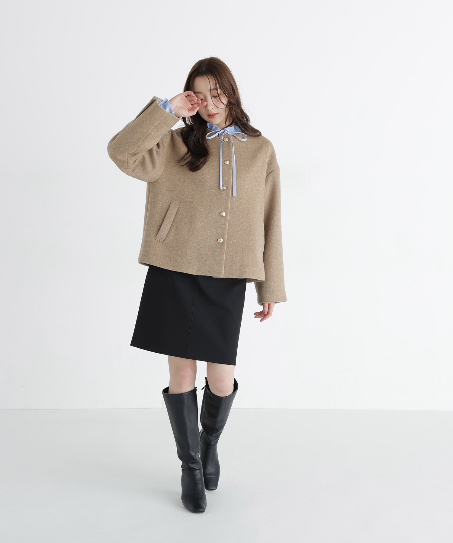  「<WEB限定ｶﾗｰ:ﾓｶ><ちょうど､いい服>&ldquo;いつものが見違えるﾊｰﾌｺｰ 」|ブルゾン・スタジャン|