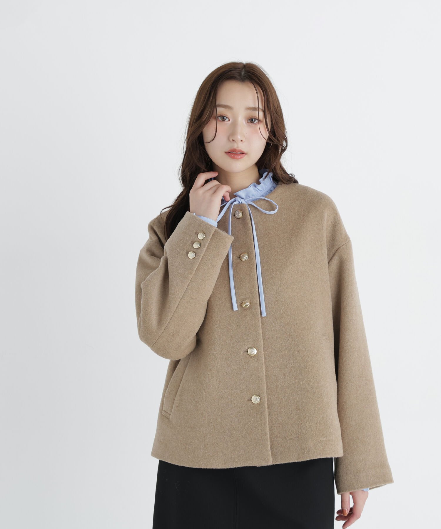  「<WEB限定ｶﾗｰ:ﾓｶ><ちょうど､いい服>&ldquo;いつものが見違えるﾊｰﾌｺｰ 」|ブルゾン・スタジャン|