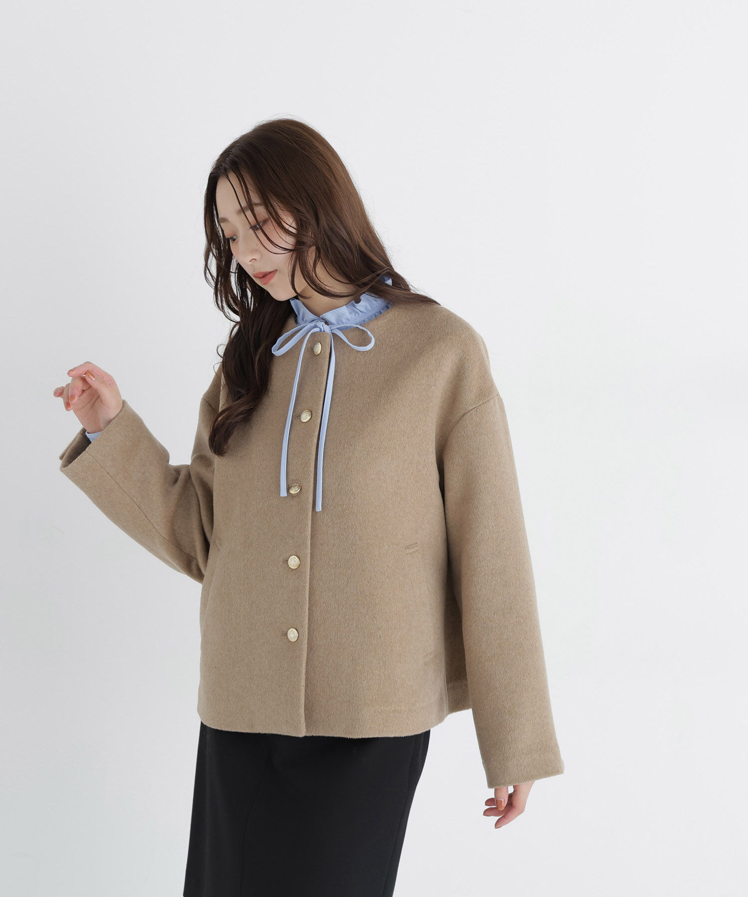  「<WEB限定ｶﾗｰ:ﾓｶ><ちょうど､いい服>&ldquo;いつものが見違えるﾊｰﾌｺｰ 」|ブルゾン・スタジャン|
