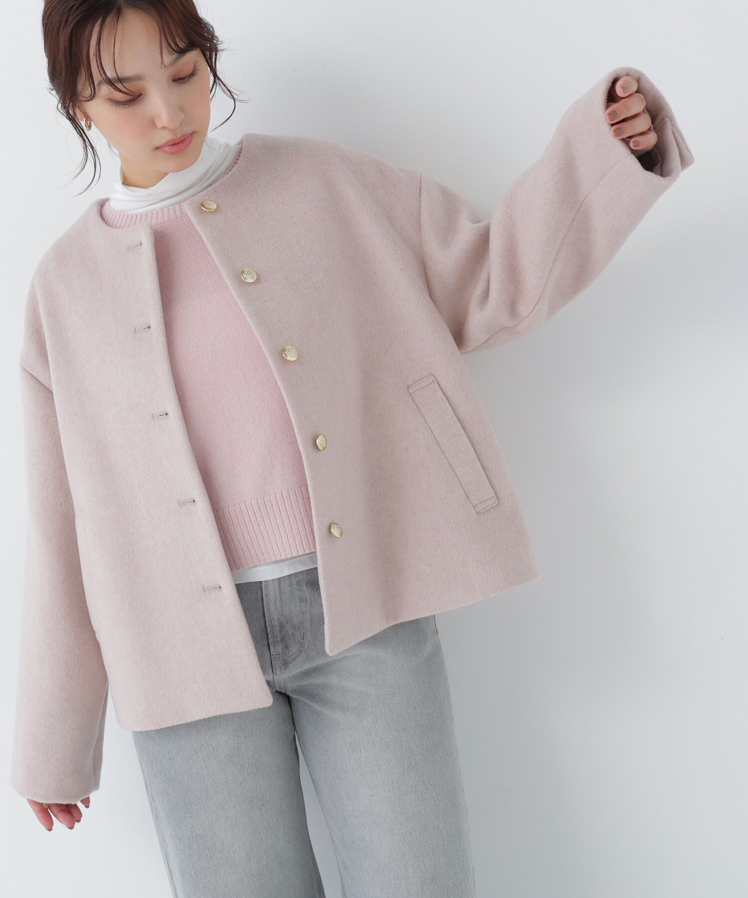  「<WEB限定ｶﾗｰ:ﾓｶ><ちょうど､いい服>&ldquo;いつものが見違えるﾊｰﾌｺｰ 」|ブルゾン・スタジャン|