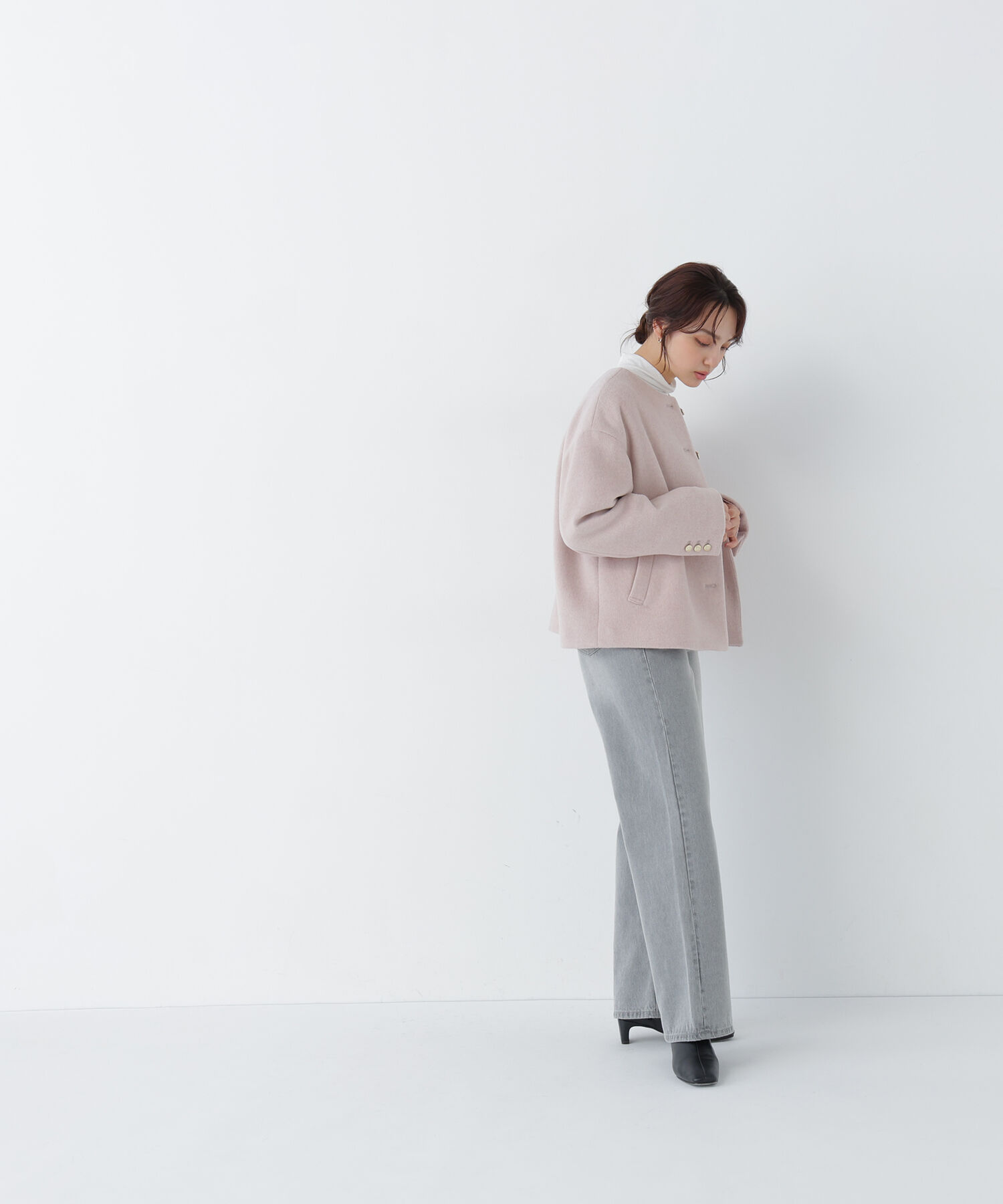 「<WEB限定ｶﾗｰ:ﾓｶ><ちょうど､いい服>&ldquo;いつものが見違えるﾊｰﾌｺｰ 」|ブルゾン・スタジャン|