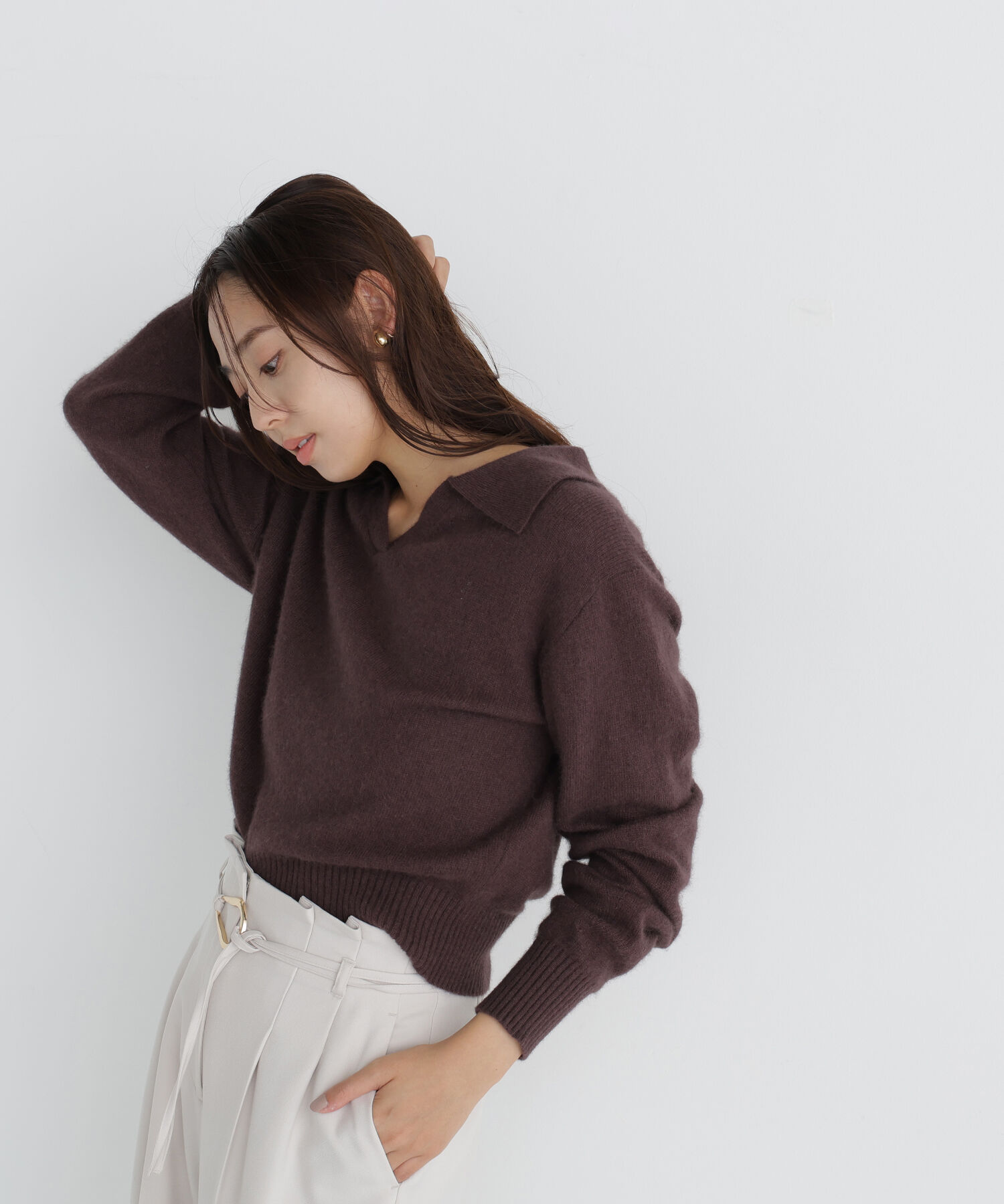  「<WEB限定ｶﾗｰ:ﾗｲﾄｸﾞﾘｰﾝ><ちょうど､いい服>品よく､ゆるく｡ｽ  」|ニット・セーター|