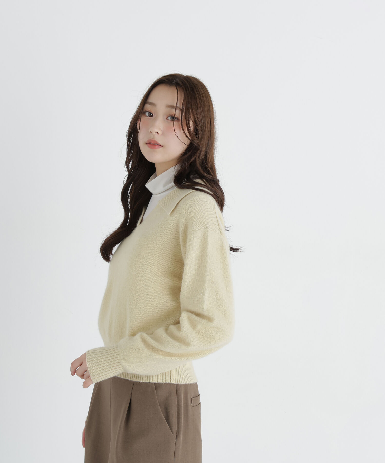  「<WEB限定ｶﾗｰ:ﾗｲﾄｸﾞﾘｰﾝ><ちょうど､いい服>品よく､ゆるく｡ｽ  」|ニット・セーター|