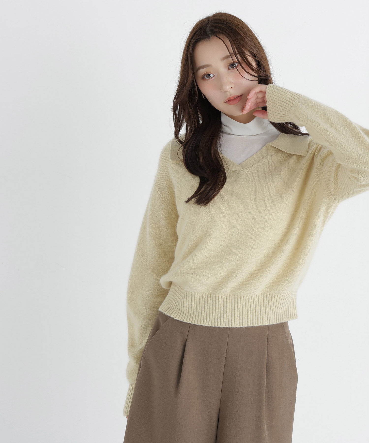  「<WEB限定ｶﾗｰ:ﾗｲﾄｸﾞﾘｰﾝ><ちょうど､いい服>品よく､ゆるく｡ｽ  」|ニット・セーター|