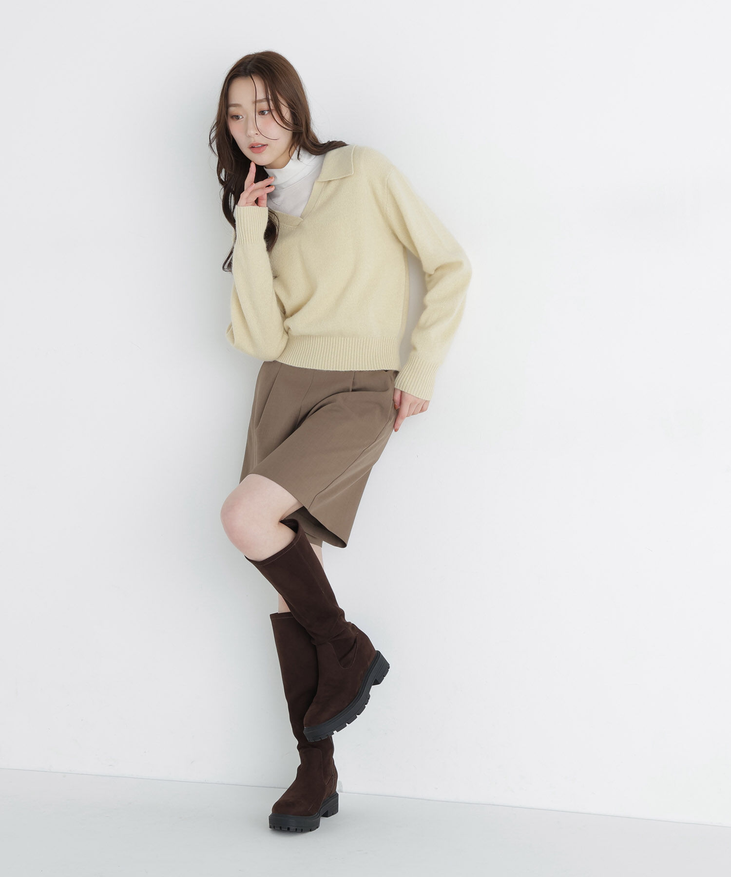  「<WEB限定ｶﾗｰ:ﾗｲﾄｸﾞﾘｰﾝ><ちょうど､いい服>品よく､ゆるく｡ｽ  」|ニット・セーター|