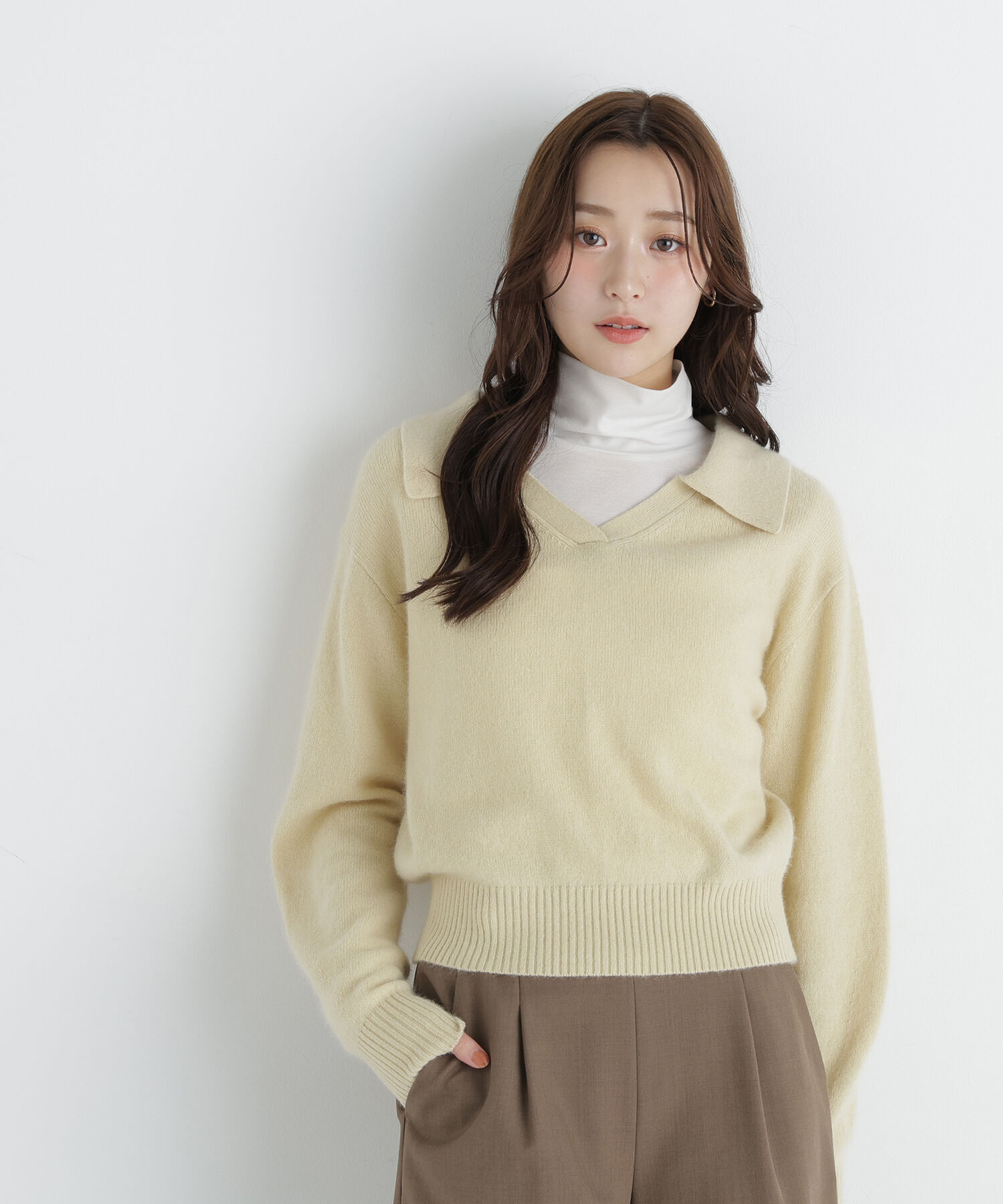  「<WEB限定ｶﾗｰ:ﾗｲﾄｸﾞﾘｰﾝ><ちょうど､いい服>品よく､ゆるく｡ｽ  」|ニット・セーター|