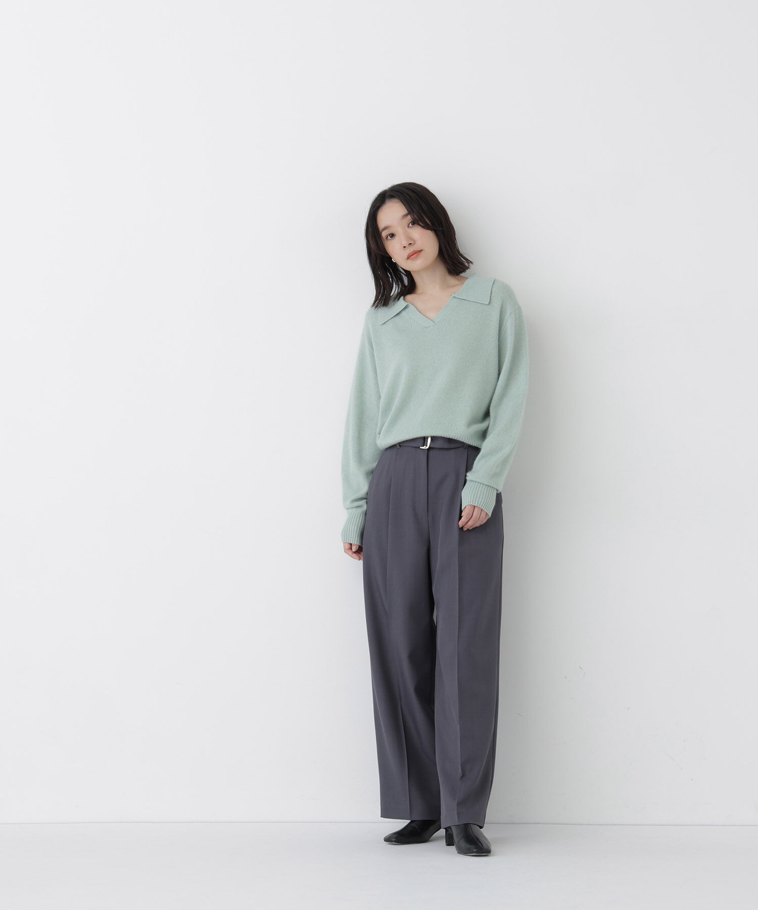  「<WEB限定ｶﾗｰ:ﾗｲﾄｸﾞﾘｰﾝ><ちょうど､いい服>品よく､ゆるく｡ｽ  」|ニット・セーター|