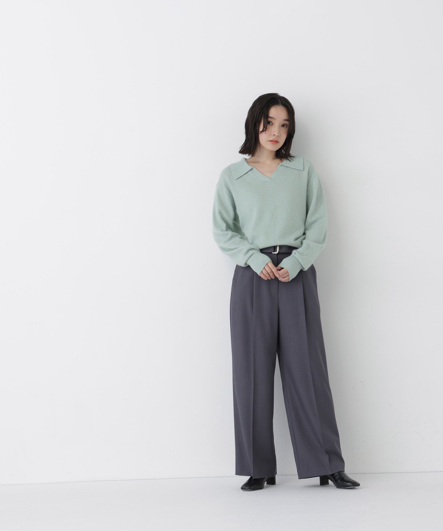  「<WEB限定ｶﾗｰ:ﾗｲﾄｸﾞﾘｰﾝ><ちょうど､いい服>品よく､ゆるく｡ｽ  」|ニット・セーター|