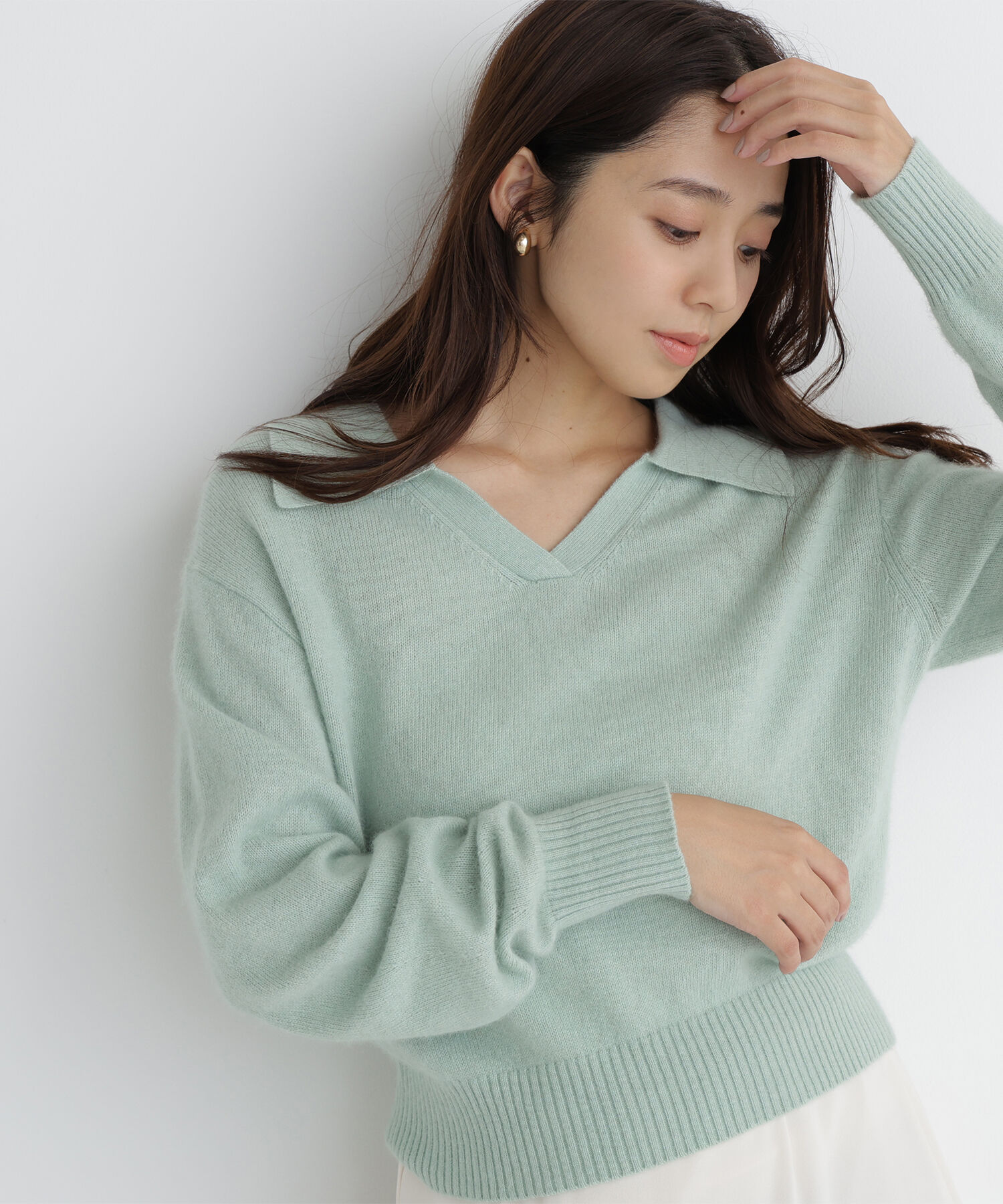  「<WEB限定ｶﾗｰ:ﾗｲﾄｸﾞﾘｰﾝ><ちょうど､いい服>品よく､ゆるく｡ｽ  」|ニット・セーター|