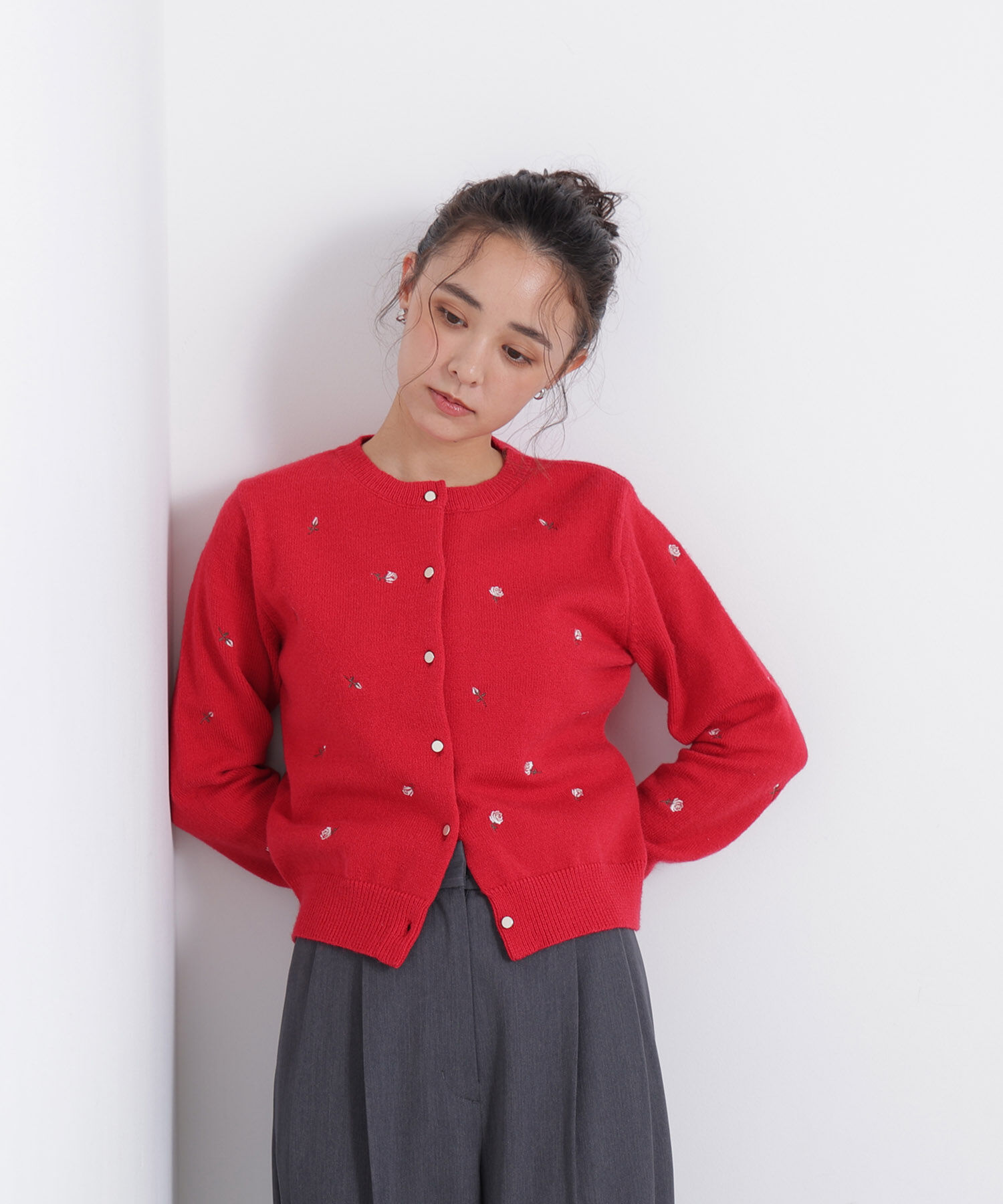  「〈N.〉ローズ刺繍カーディガン　26AW」|ニット・セーター|