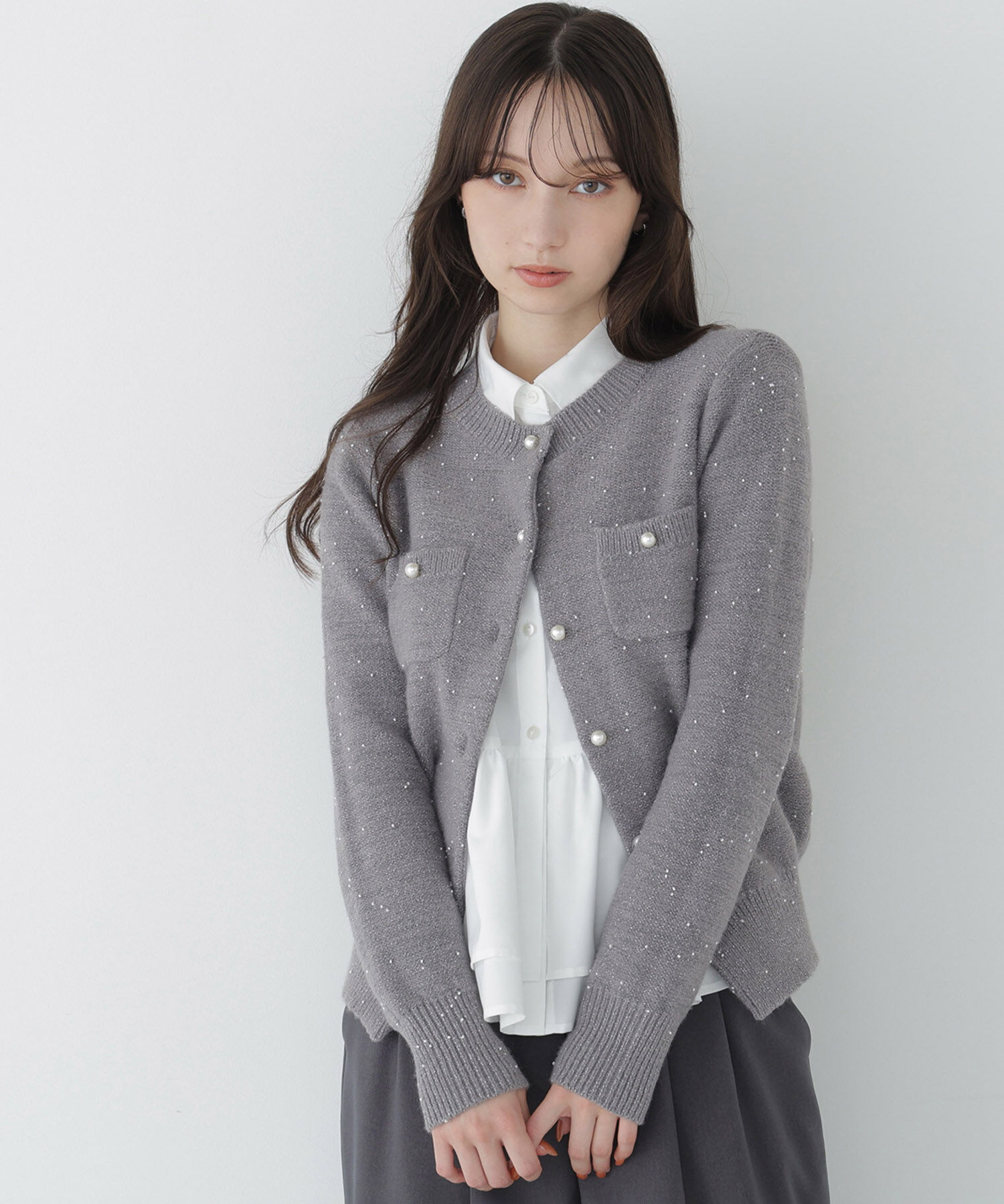  「ビーズミックスシリーズ ニットカーディガン　26AW」|ニット・セーター|