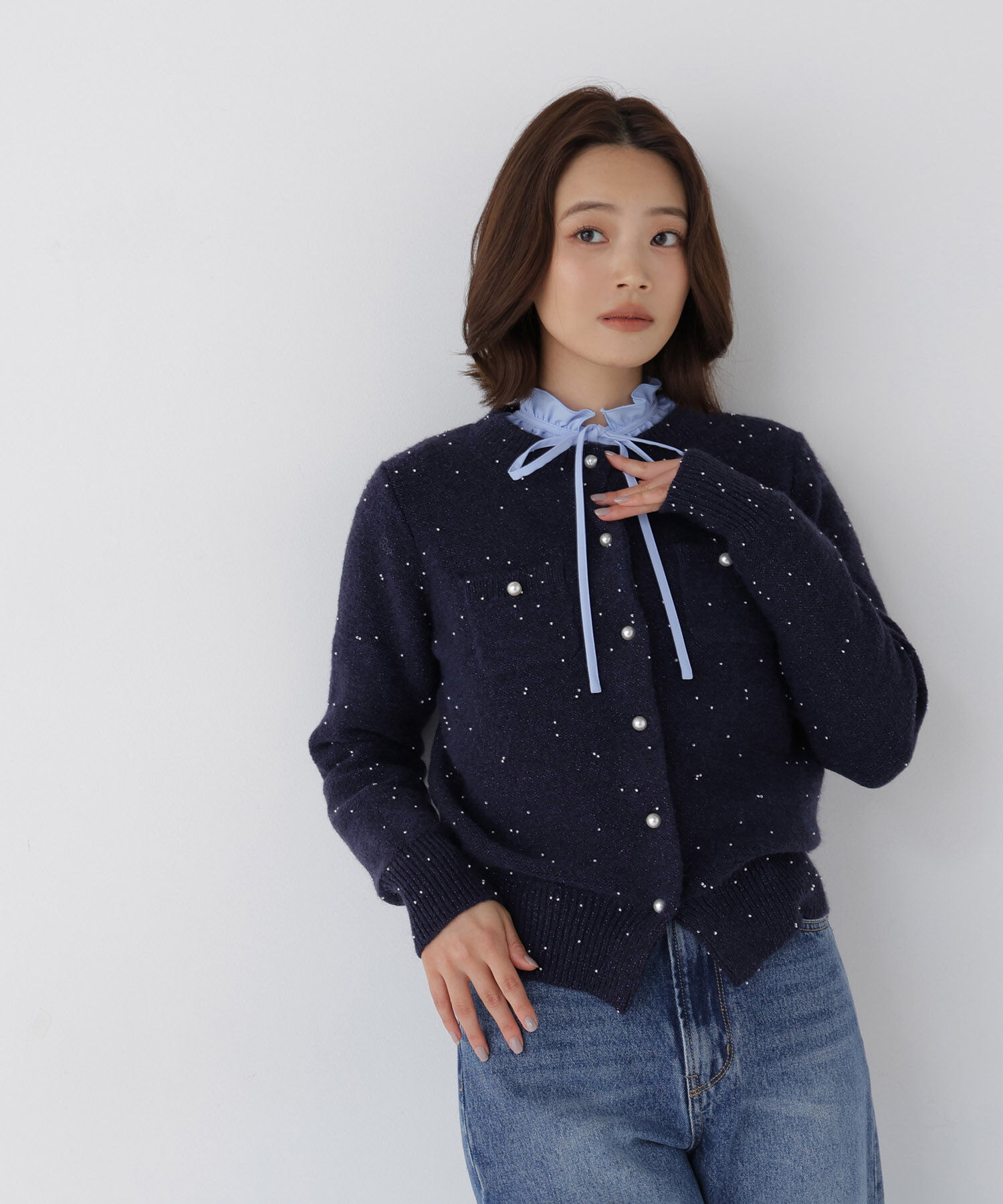  「ビーズミックスシリーズ ニットカーディガン　26AW」|ニット・セーター|