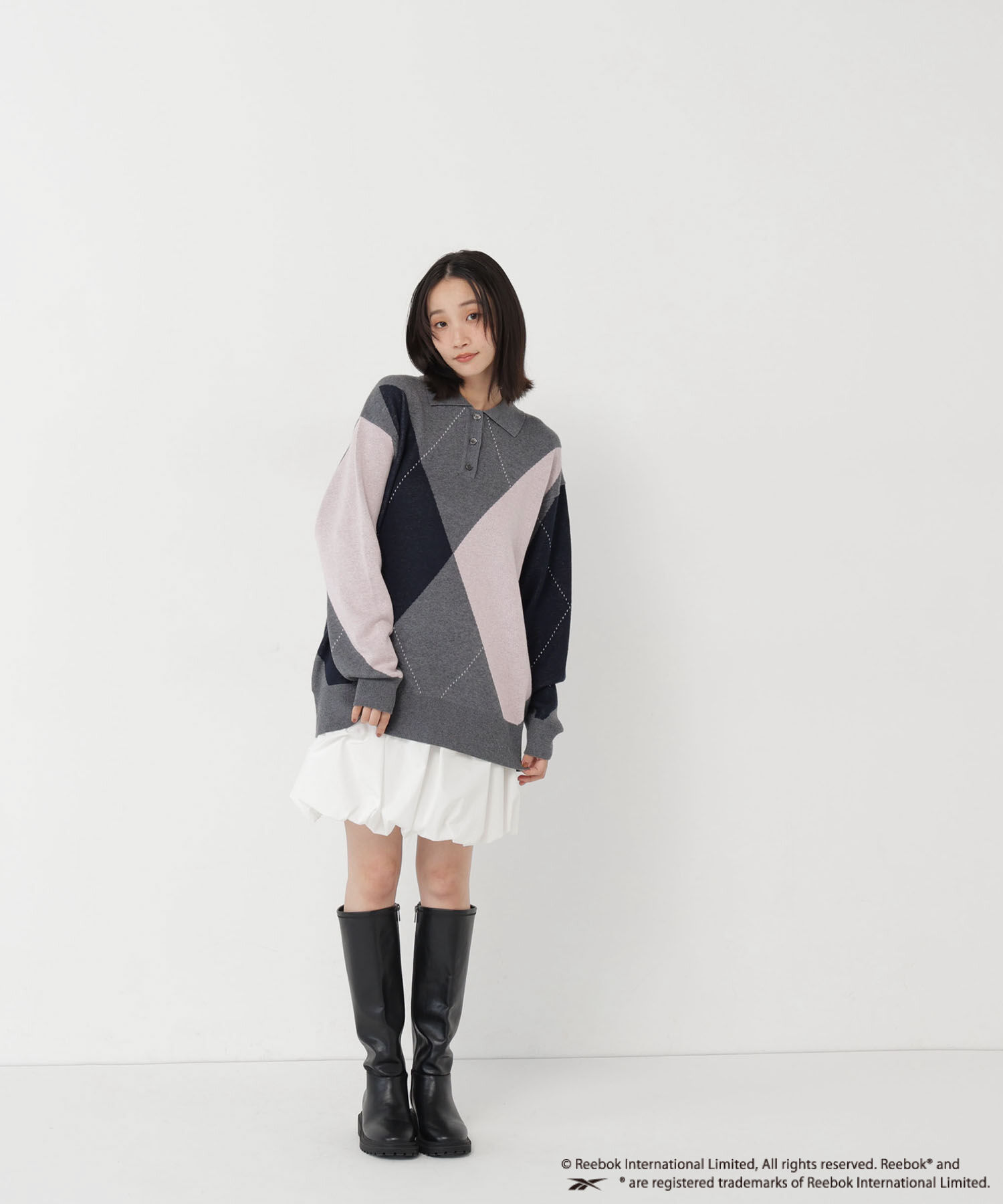  「〈N.〉＜Reebok別注＞襟付きアーガイルニット」|ニット・セーター|