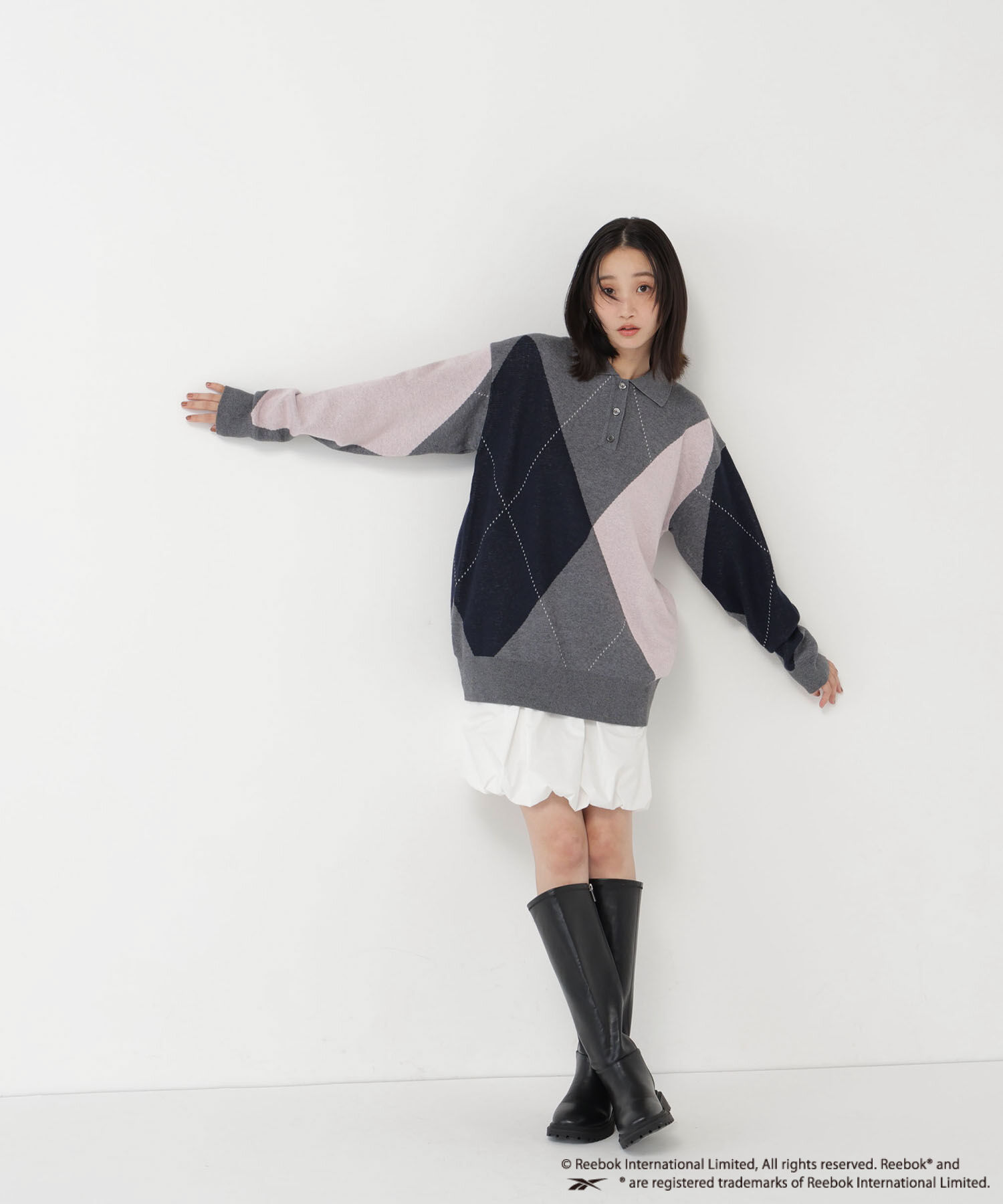  「〈N.〉＜Reebok別注＞襟付きアーガイルニット」|ニット・セーター|
