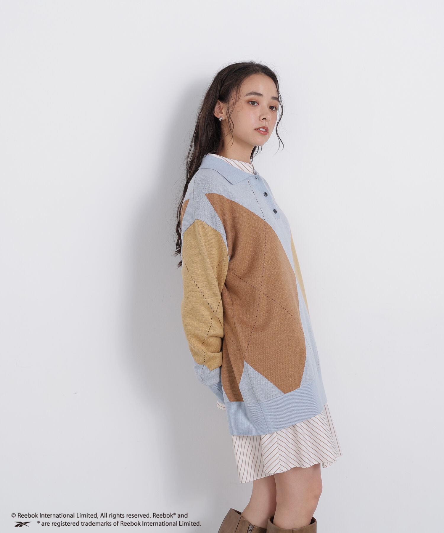  「〈N.〉＜Reebok別注＞襟付きアーガイルニット」|ニット・セーター|