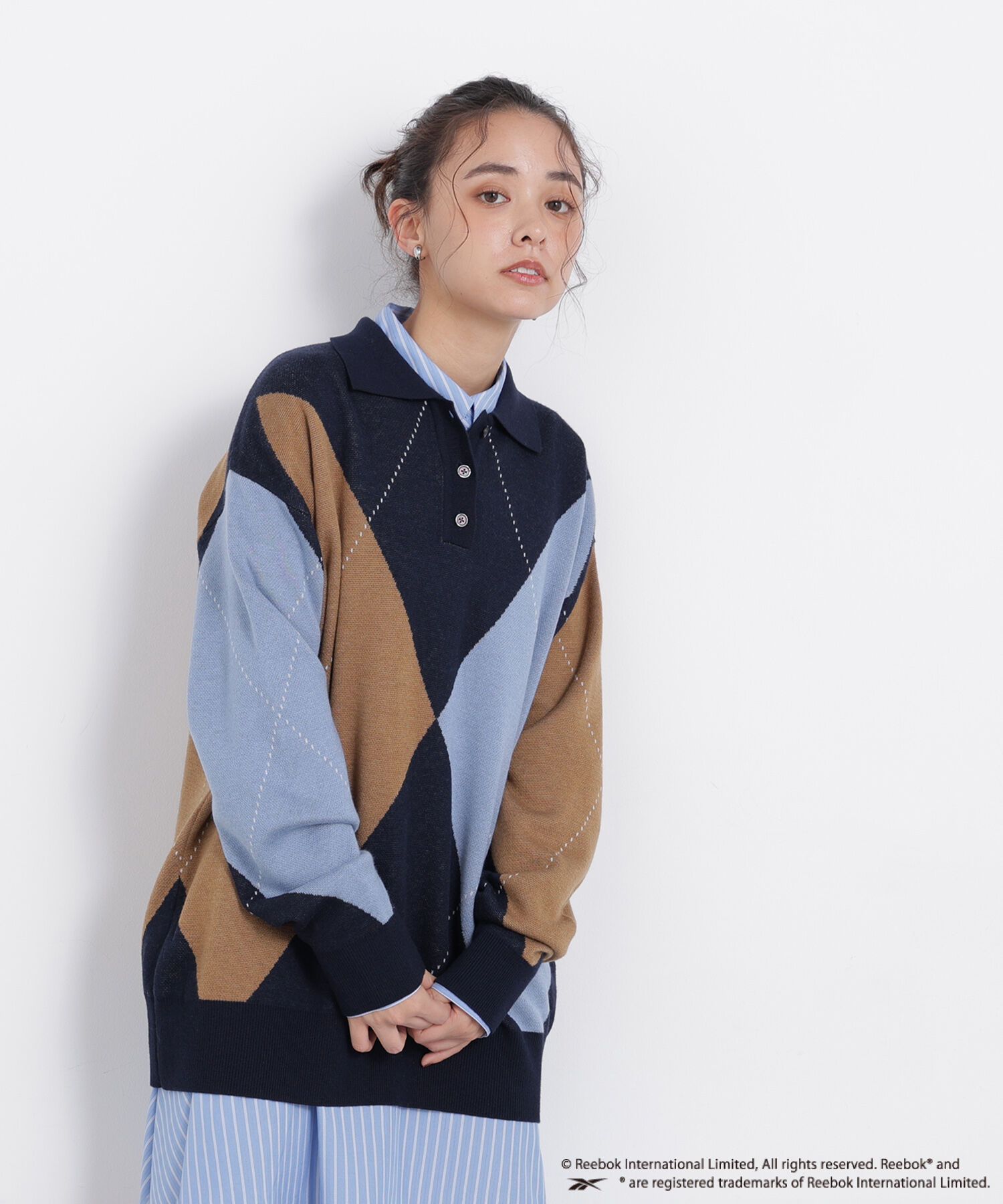  「〈N.〉＜Reebok別注＞襟付きアーガイルニット」|ニット・セーター|