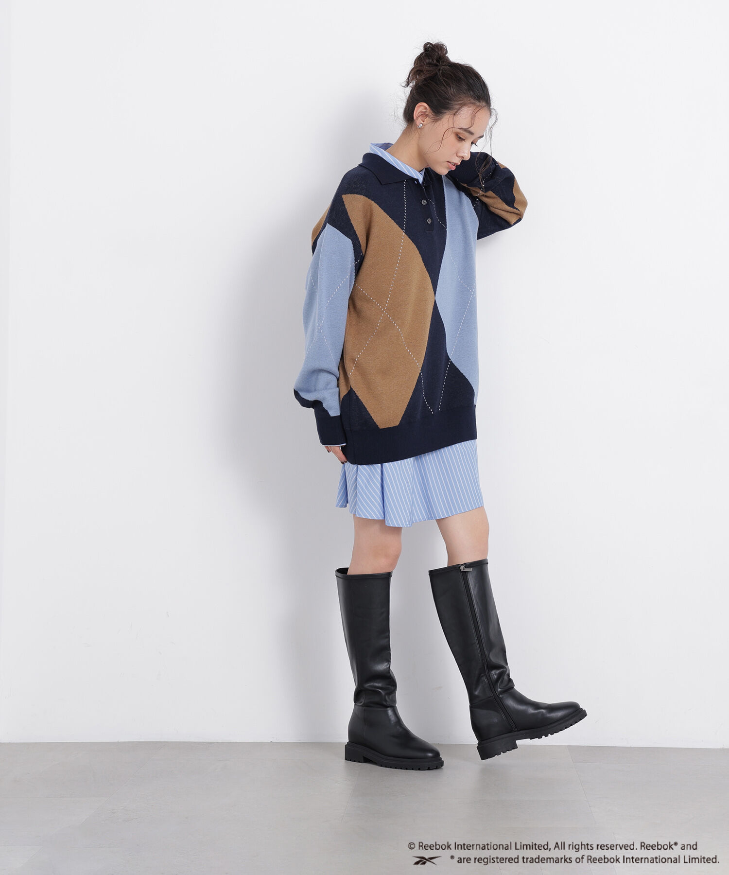  「〈N.〉＜Reebok別注＞襟付きアーガイルニット」|ニット・セーター|